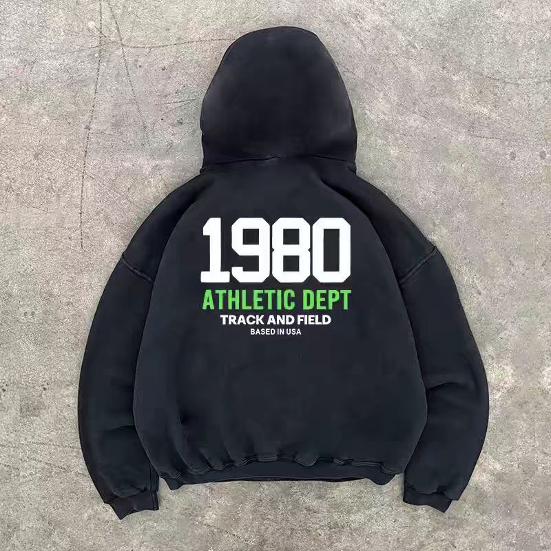 Japanese Brand × Vintage Black washed street retro print loose hoodie Size US L / EU 52-54 / 3 - 1 Thumbnail