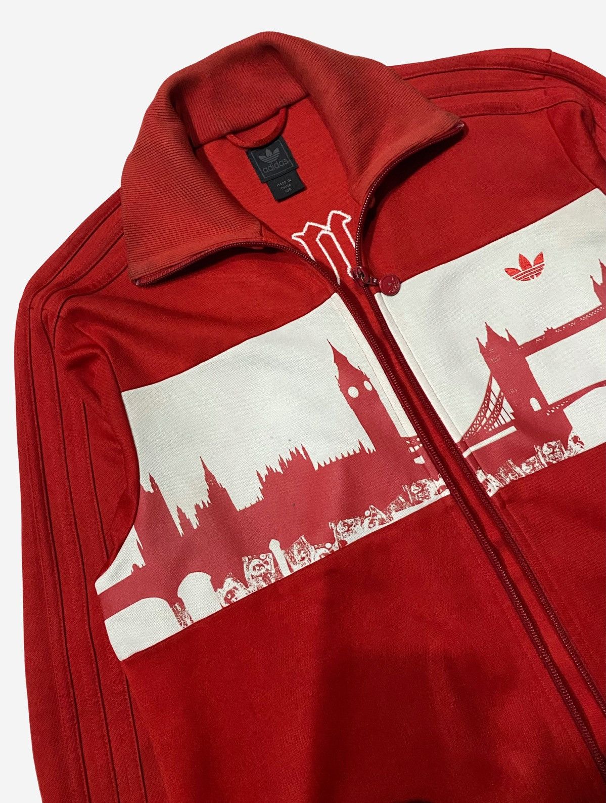 Adidas VINTAGE 2006 ADIDAS LONDON BRIDGE TRACK TOP RED WHITE Size US M / EU 48-50 / 2 - 8 Thumbnail