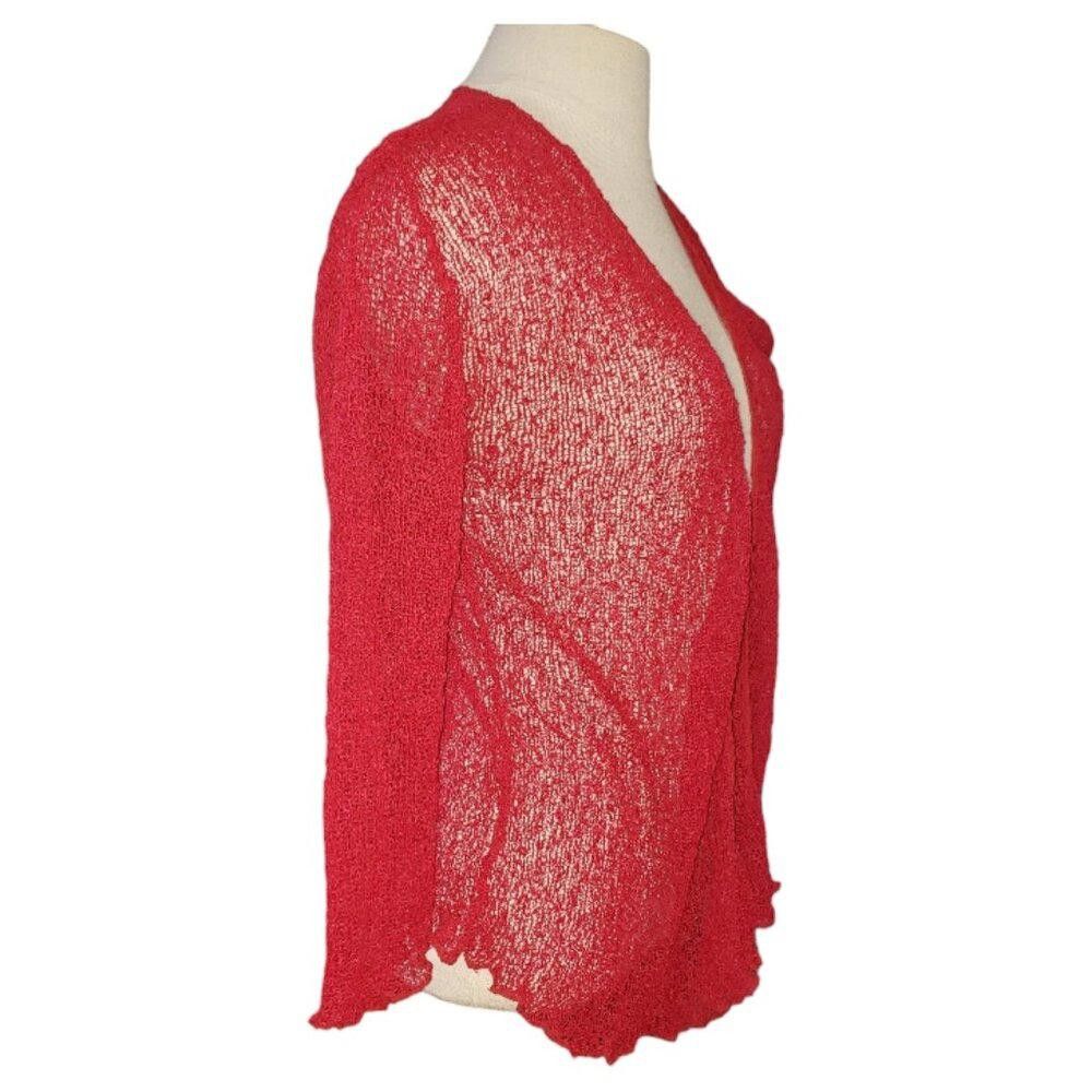 Designer CT1672 Shu-Shi Red Long Sleeve Mesh Shrug L Size L / US 10 / IT 46 - 2 Thumbnail