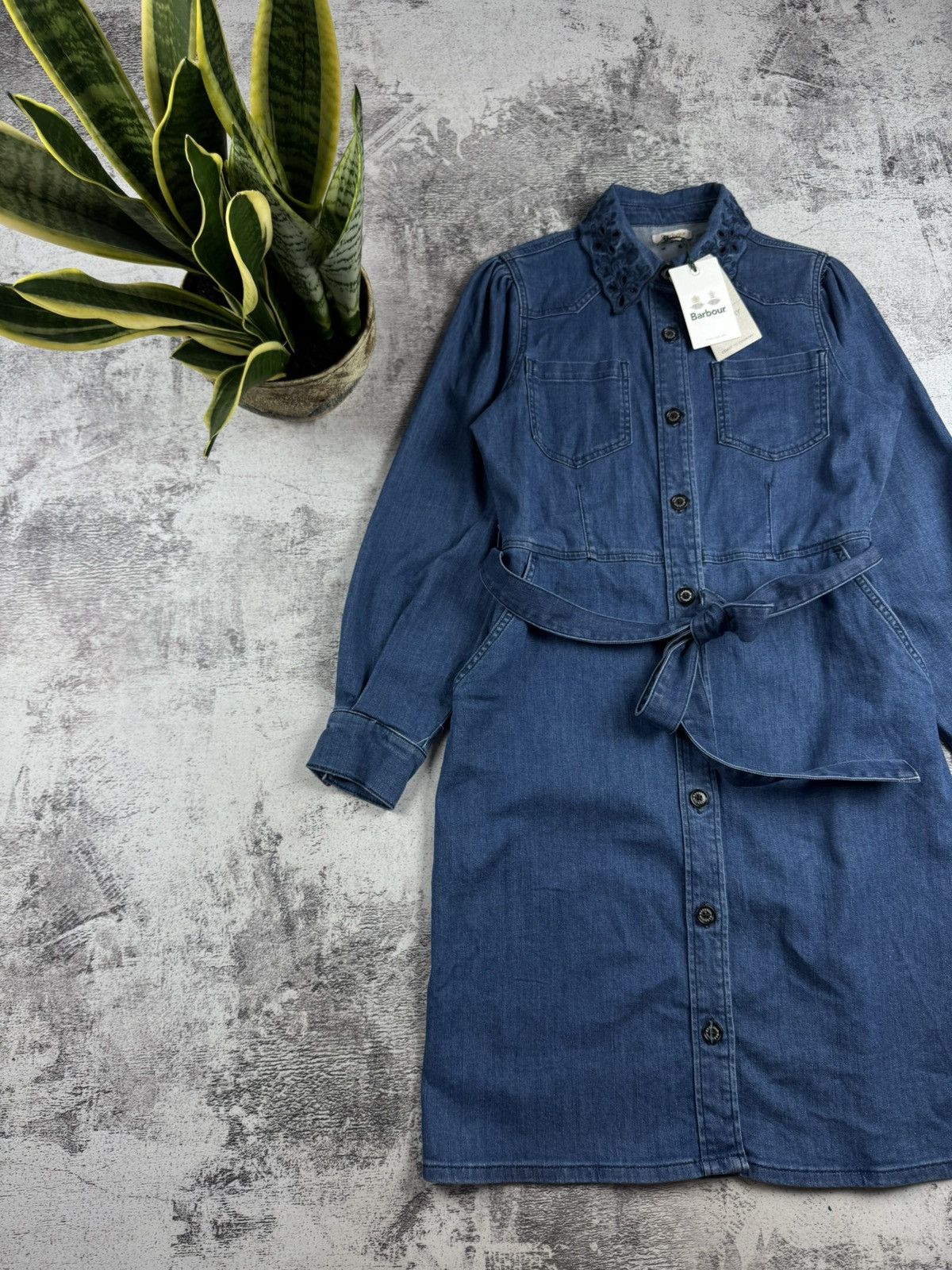 Barbour NEW Barbour Longfield Coast Waist Dress Women’s US 8 Blue Denim Jeans Trench Size M / US 6-8 / IT 42-44 - 2 Thumbnail