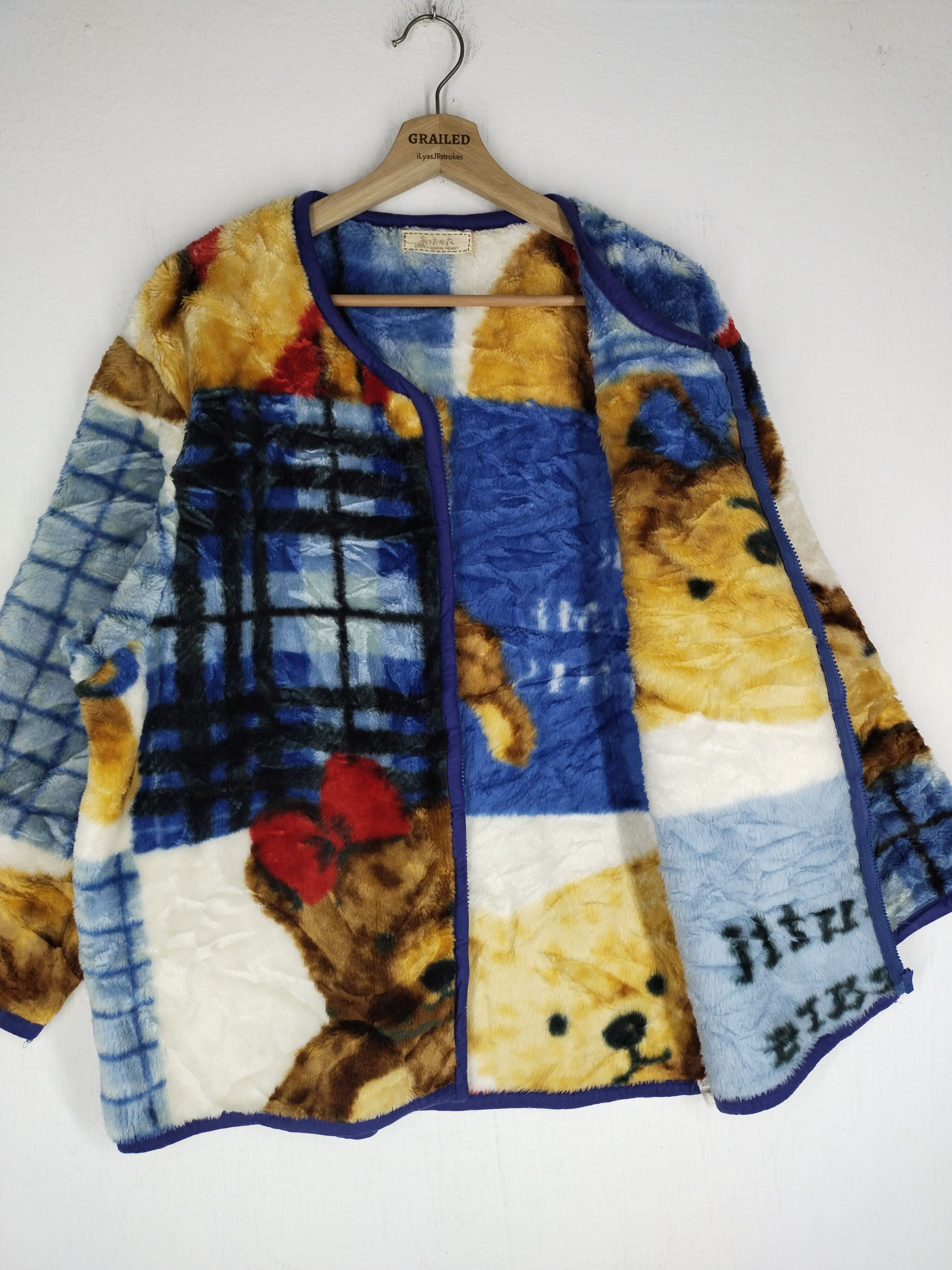 If Six Was Nine × Japanese Brand × Vintage Vintage Over Print Bears Wool Zipper Jacket Size US L / EU 52-54 / 3 - 8 Thumbnail