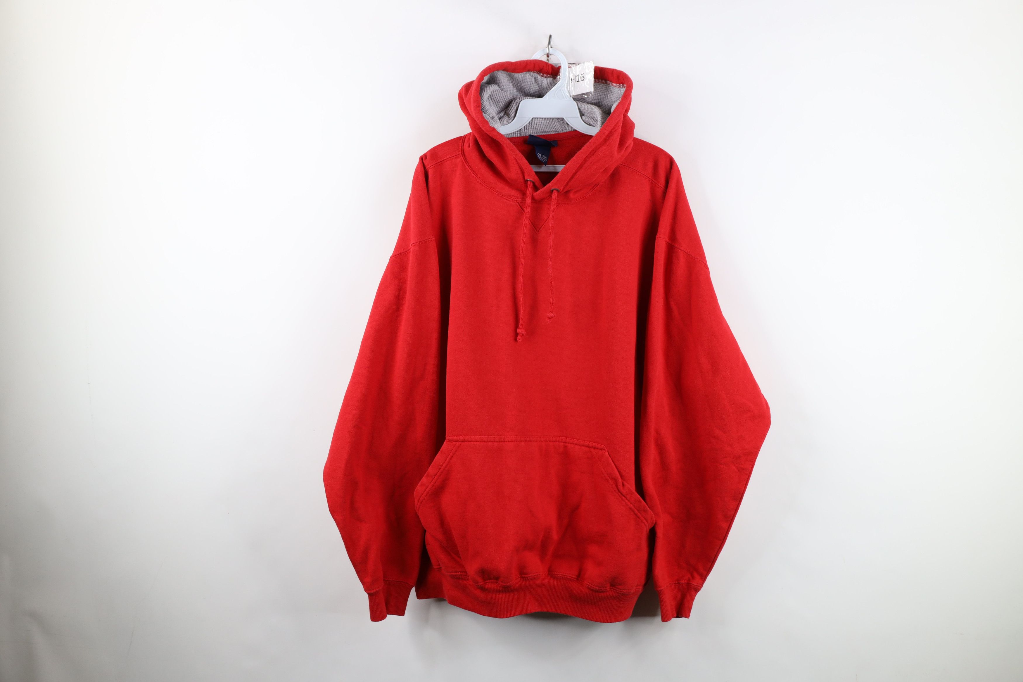 Vintage Vintage 90s Y2K Blank Heavyweight Hoodie Sweatshirt Red Size US XXL / EU 58 / 5 - 1 Thumbnail