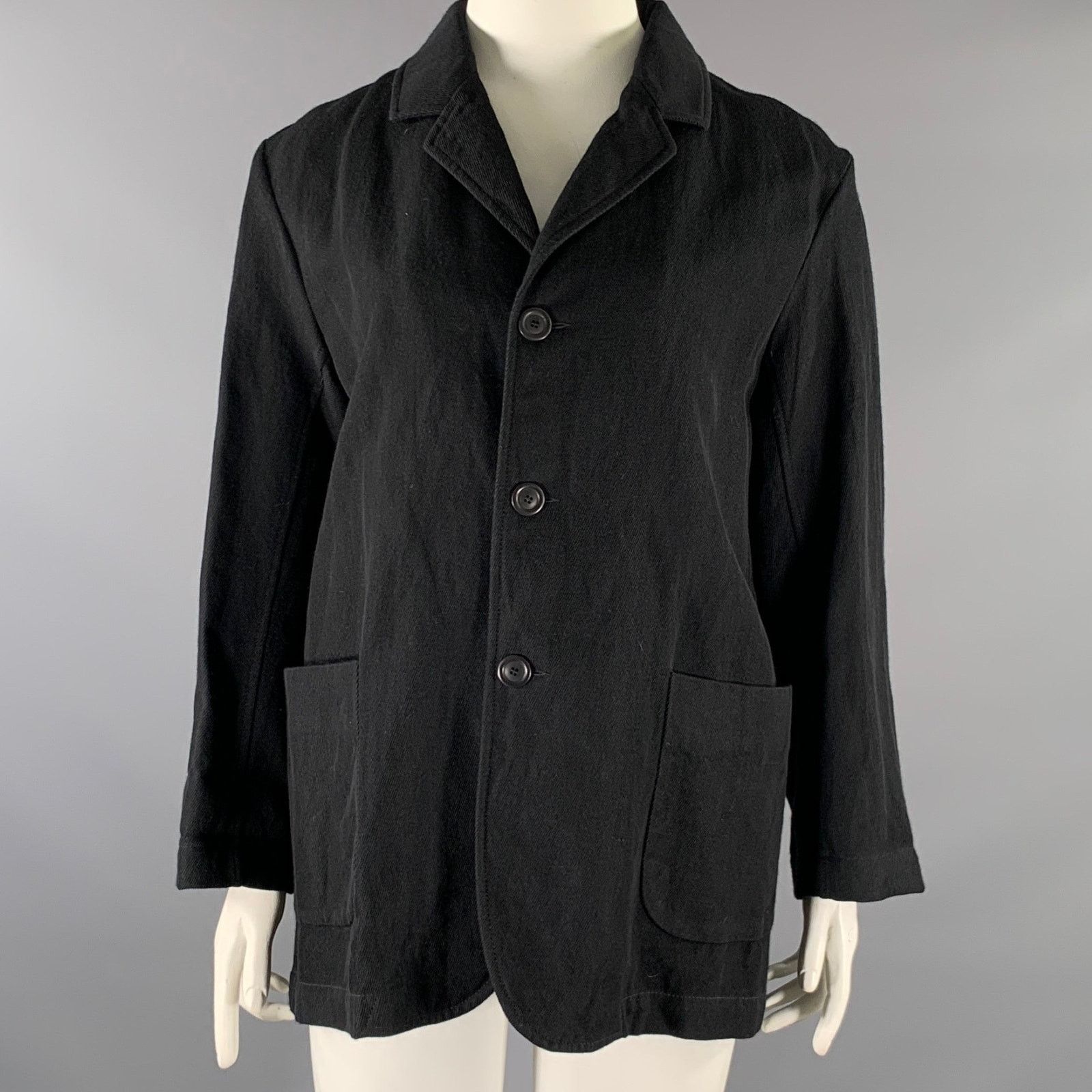 Casey Casey CASEY CASEY Size L Black Wool Linen 3 button Jacket Size L / US 10 / IT 46 - 1 Thumbnail