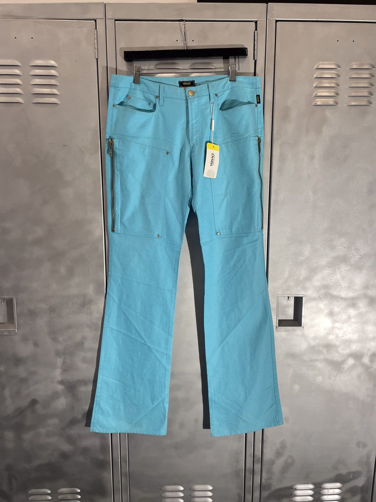 image of Versace Zipper Pants in Baby Blue, Men's (Size 32)