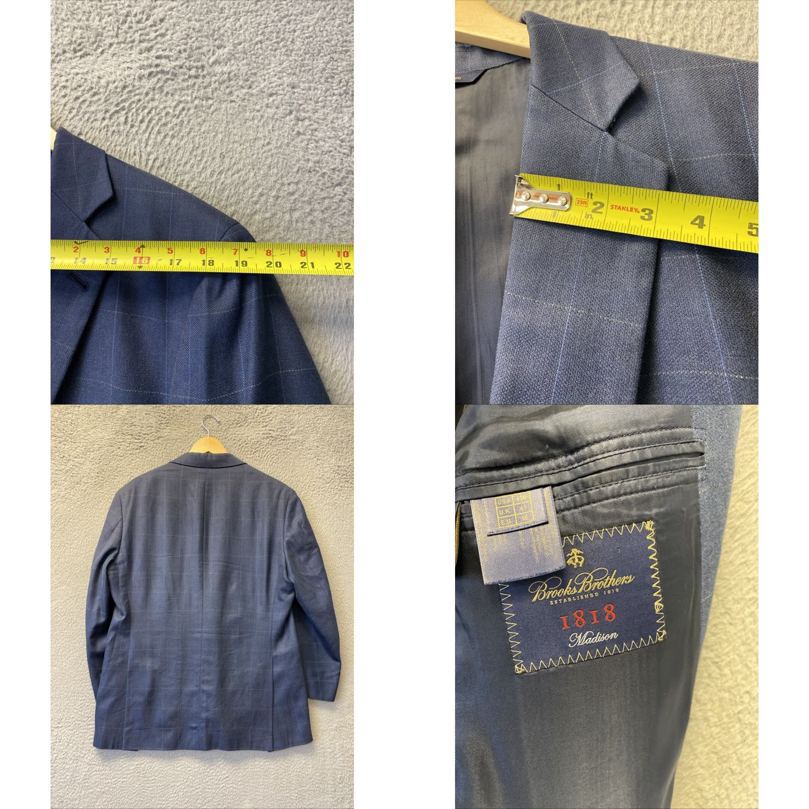 Brooks Brothers Brooks Brothers Blue Plaid Formal Wool Tuxedo Suit Jacket Regular Fit Men 42 43 Size 1357 Size 46R - 8 Thumbnail