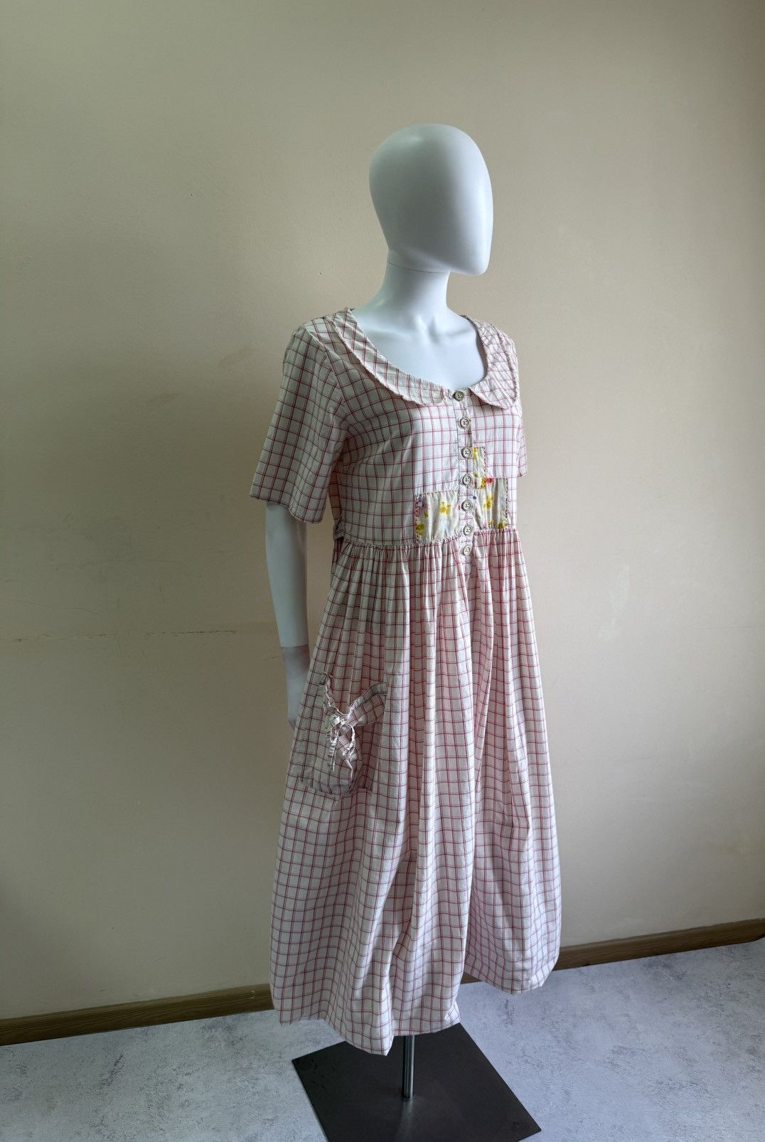 Vintage Ewa I Walla Pink Short Sleeve Checkered Midi Dress Size S Size S / US 4 / IT 40 - 4 Thumbnail