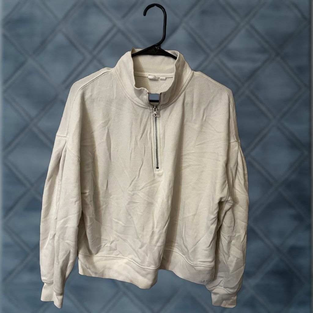 Gap Gap White 1/4 Zip Sweater Small Women Cropped Size S / US 4 / IT 40 - 1 Thumbnail