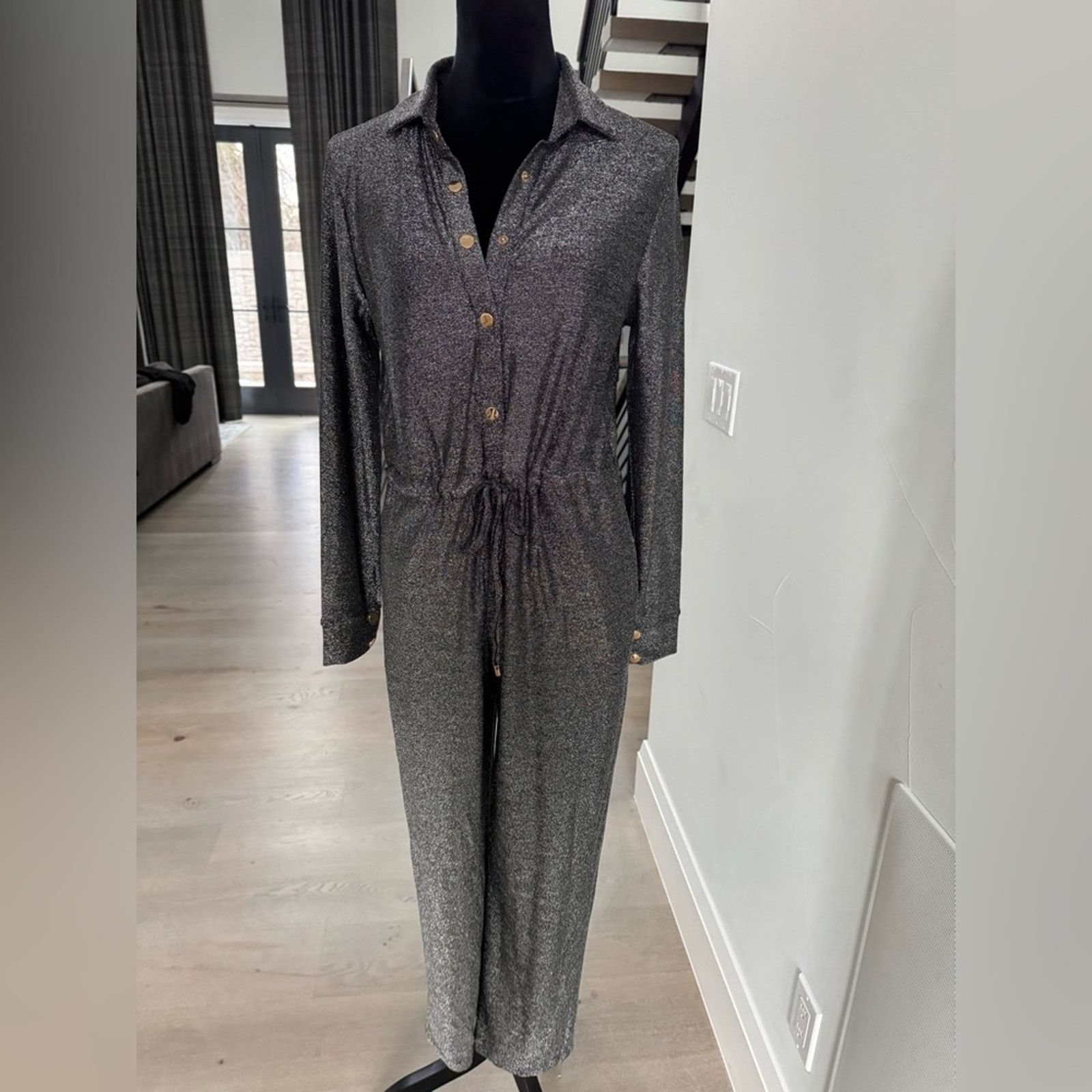 New Elegant Lurex Silver Shimmery Jumpsuit size S