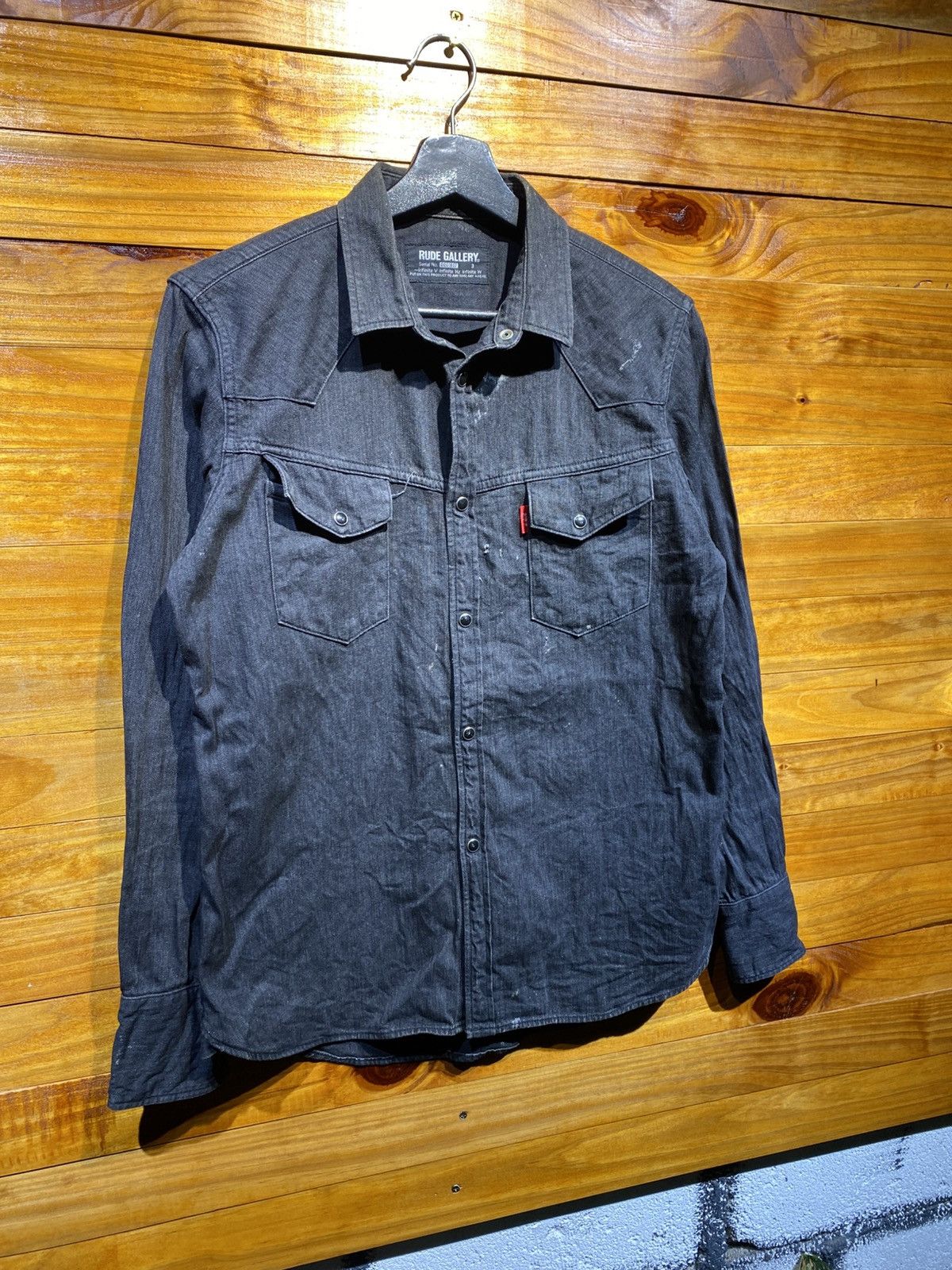 RUDE GALLERY Rude Gallery Japan Black Denim Western Shirt Casual Workwear Size US S / EU 44-46 / 1 - 5 Thumbnail
