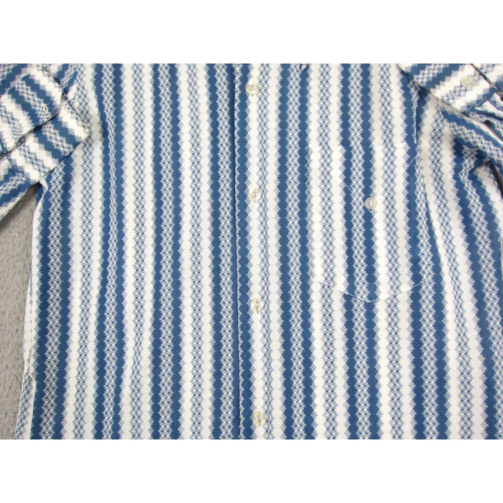 Vintage Knit Le Mans Shirt Mens M Blue Striped Button-Up 60s 70s Vintage Casual Shirt Size US M / EU 48-50 / 2 - 2 Thumbnail