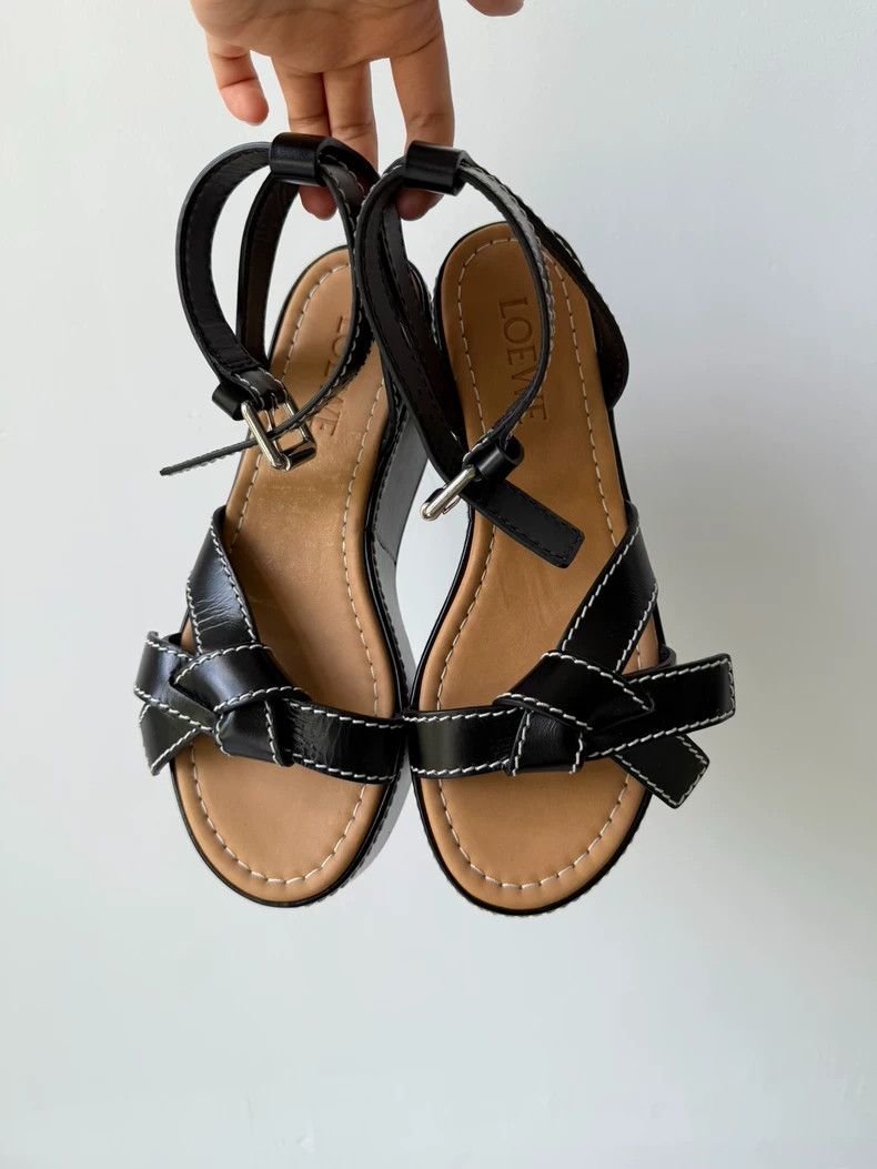 Loewe Loewe Black Platform Leather Sandals - dmc Size US 5 / EU 37 - 1 Thumbnail