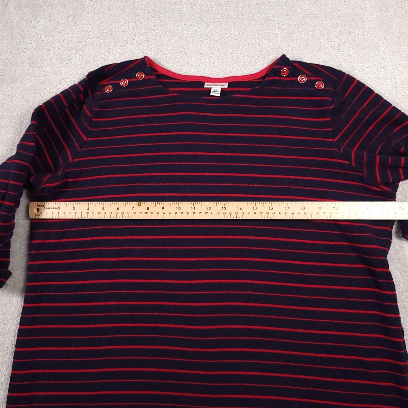Croft & Barrow VINTAGE Croft & Barrow Sweater Women's 2X Plus Navy Blue Red Striped Heavyweight Casual Size XXL / US 16-18 / IT 52-54 - 7 Thumbnail