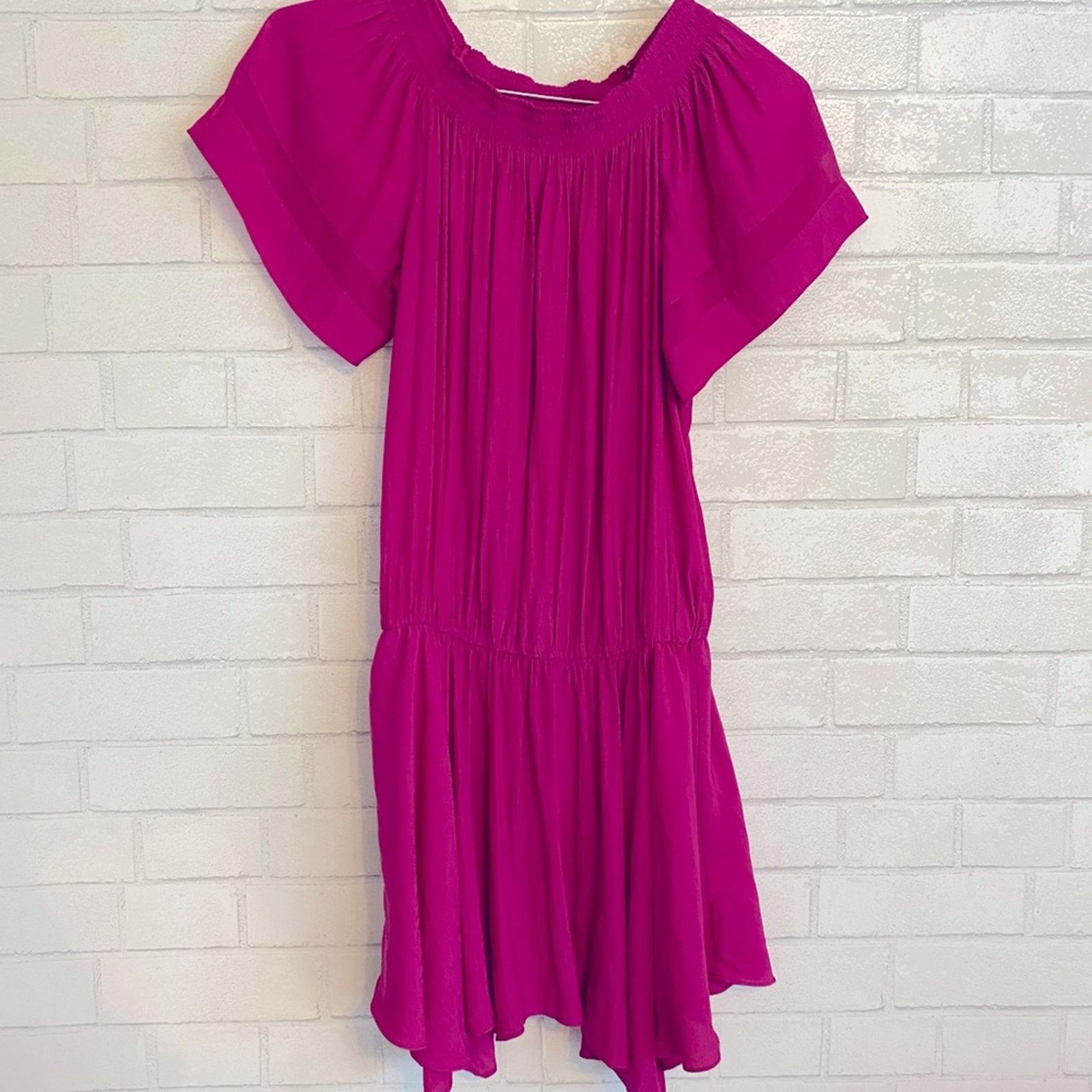 Ramy Brook Ramy Brook Jessica Solid Off-The-Shoulder Dress Hot Pink XS Size XS / US 0-2 / IT 36-38 - 4 Thumbnail