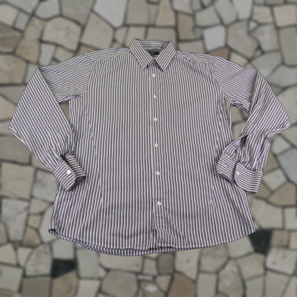 Ermenegildo Zegna VINTAGE Ermenegildo Zegna Shirt Mens Larg eGray White Stripes Button Up Performance Flex 16 Drop 8 Size US L / EU 52-54 / 3 - 1 Thumbnail