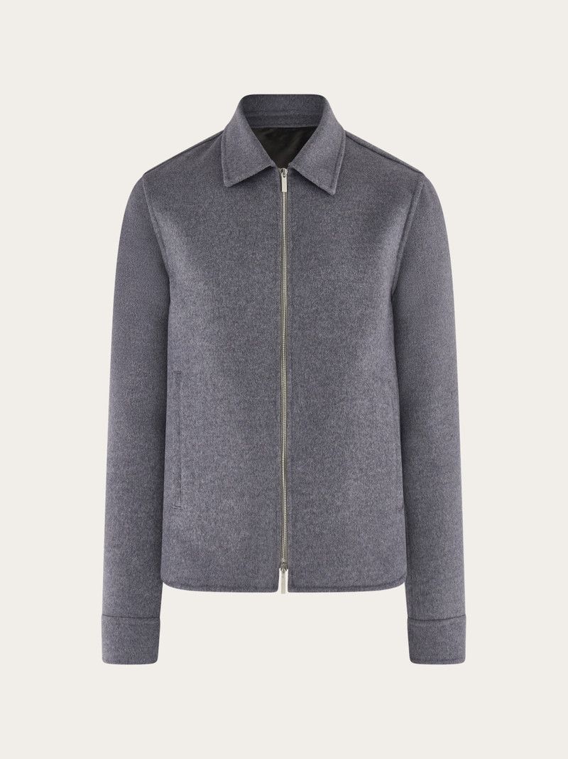Salvatore Ferragamo o1s1rm0226 Mixed Cashmere Blouson Jacket in Charcoal Grey Size US S / EU 44-46 / 1 - 1 Thumbnail