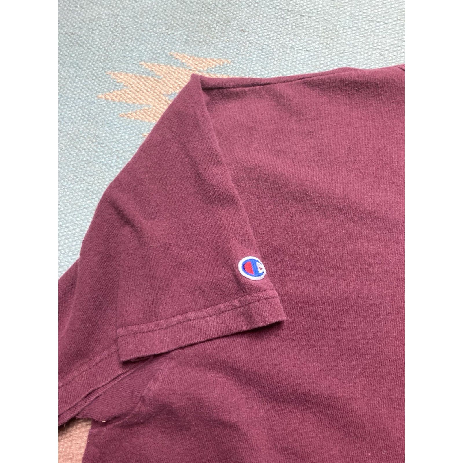Champion VINTAGE Champion T-Shirt Men XL Cotton 90s Red Maroon Burgundy Spell Out Shirts Size US XL / EU 56 / 4 - 5 Thumbnail