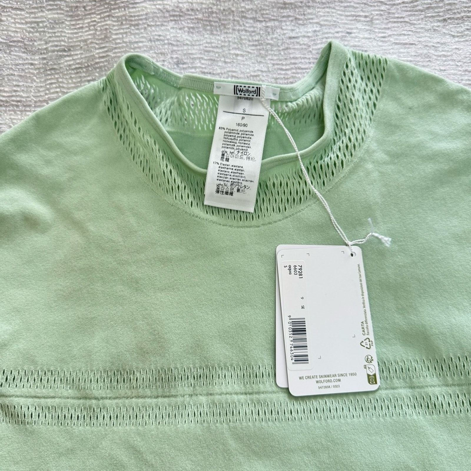 Wolford NWT! Wolford Aqua Bodysuit, Size S Mint Color Net Lines Body Size S / US 4 / IT 40 - 10 Thumbnail