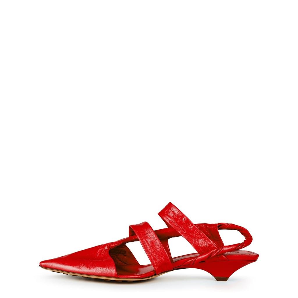 Bottega Veneta Bottega Veneta Wedge Low Heel Sling Back Sandals in Red Size US 6.5 / IT 36.5 - 4 Thumbnail