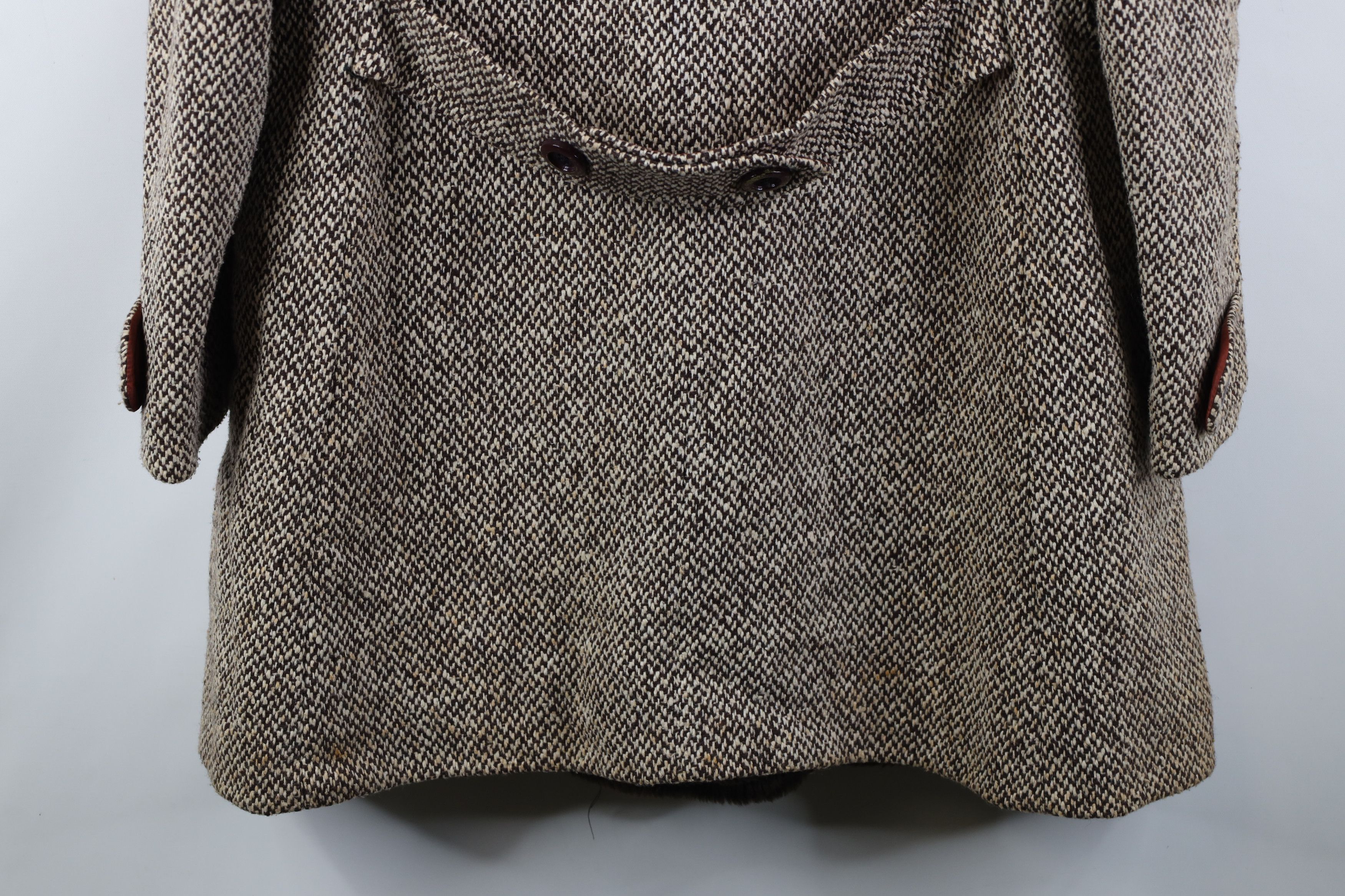 Vintage Vintage 60s 70s Fur Double Breasted Wool Tweed Coat Jacket Size L / US 10 / IT 46 - 15 Thumbnail