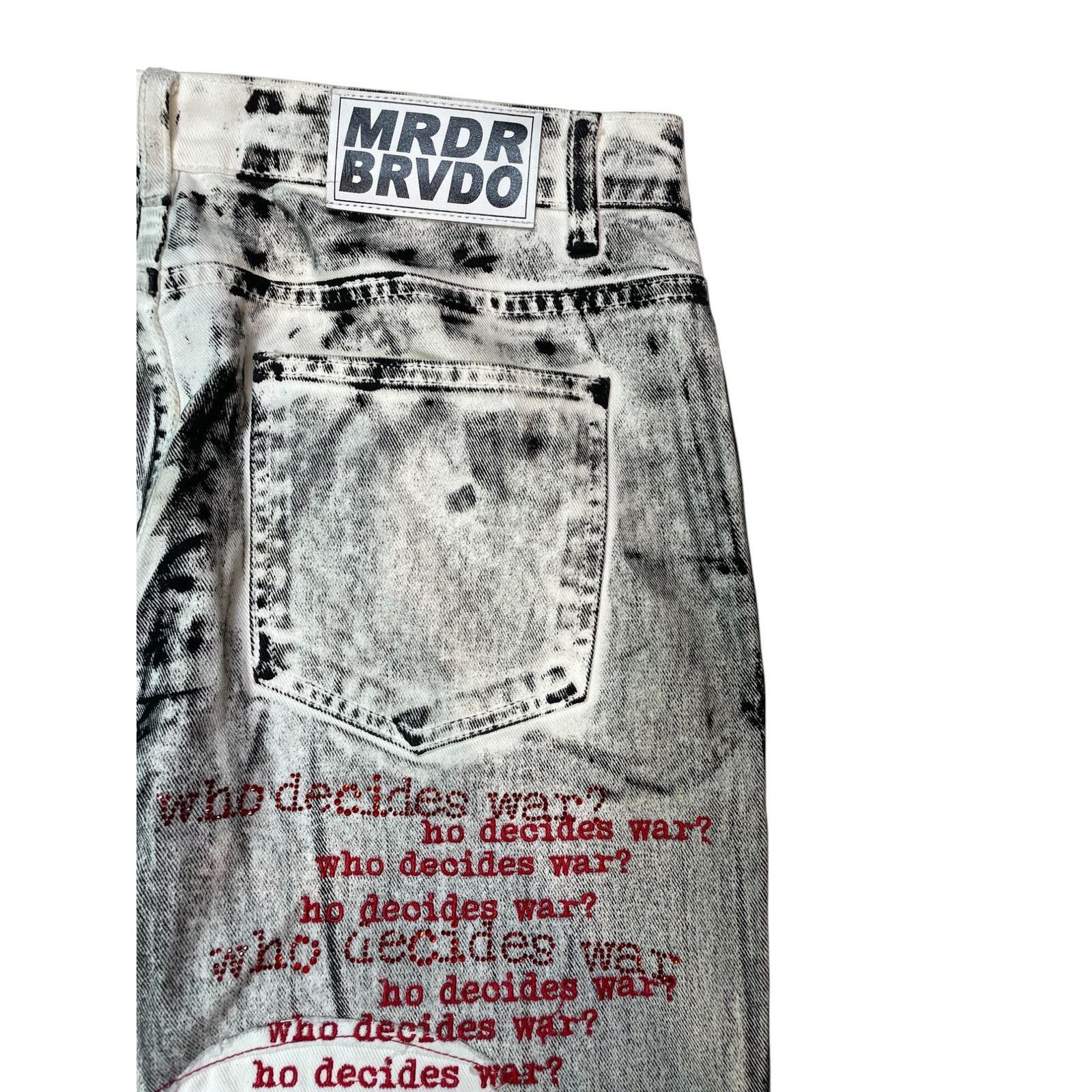 Who Decides War WDW Stripture White & Red Denim Size US 34 / EU 50 - 4 Thumbnail