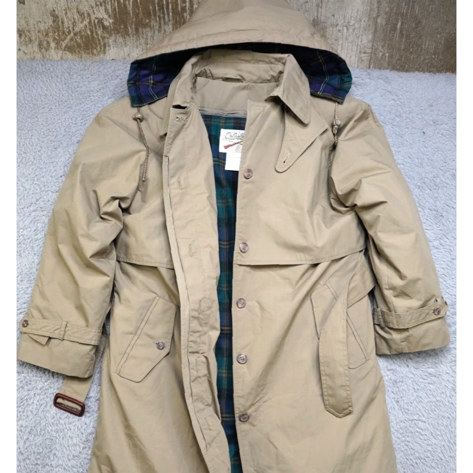 Vintage VINTAGE Cabela's Trench Coat Womens M Tan Goose Down Hooded Lined Jacket Flannel Wind-Resistant Pockets Long Shirt Size M / US 6-8 / IT 42-44 - 2 Thumbnail