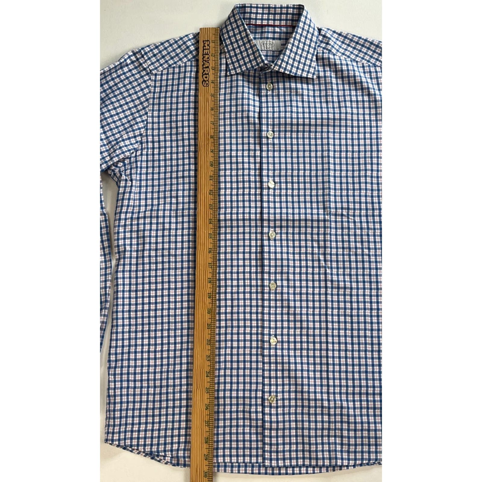 Eton Eton Dress Shirt Slim Check Sz 41/16 Button-Up Collar Mens Shirt Size 42R - 6 Thumbnail