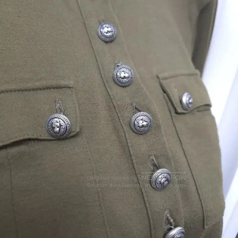 Balmain Balmain Olive Green Long Sleeve T-Shirt . Size M / US 6-8 / IT 42-44 - 9 Thumbnail