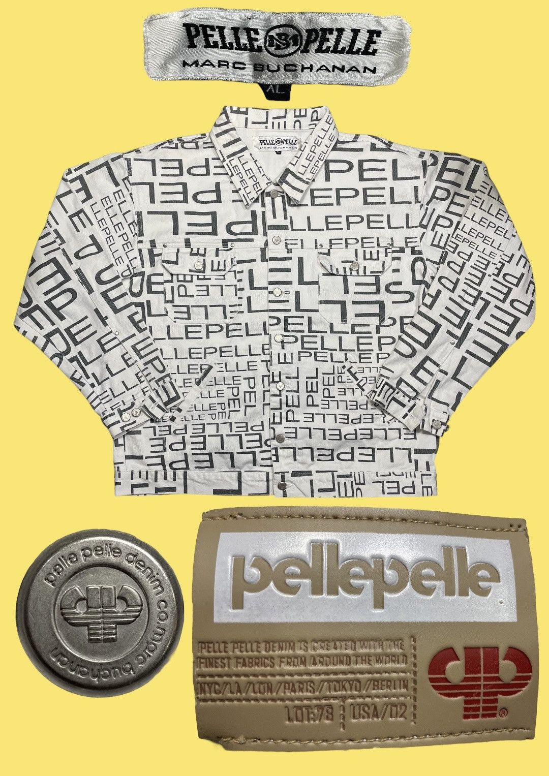 Marc Buchanan Pelle pelle Fullprint Denim Jacket monogram