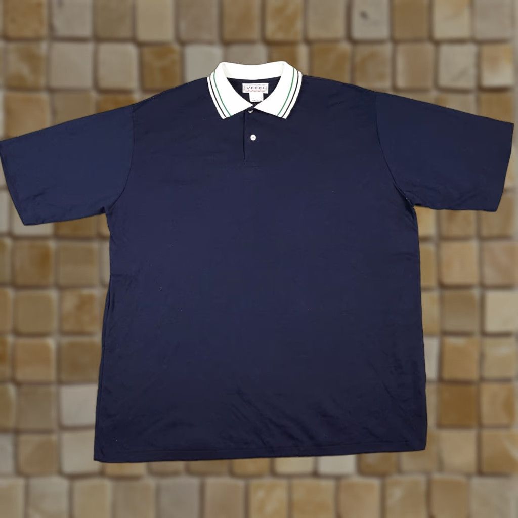 Vintage Vintage 90s Preppy Collared Polo Men's Size 4X Short Sleeve Golf Dress Shirt Size 48R - 1 Thumbnail