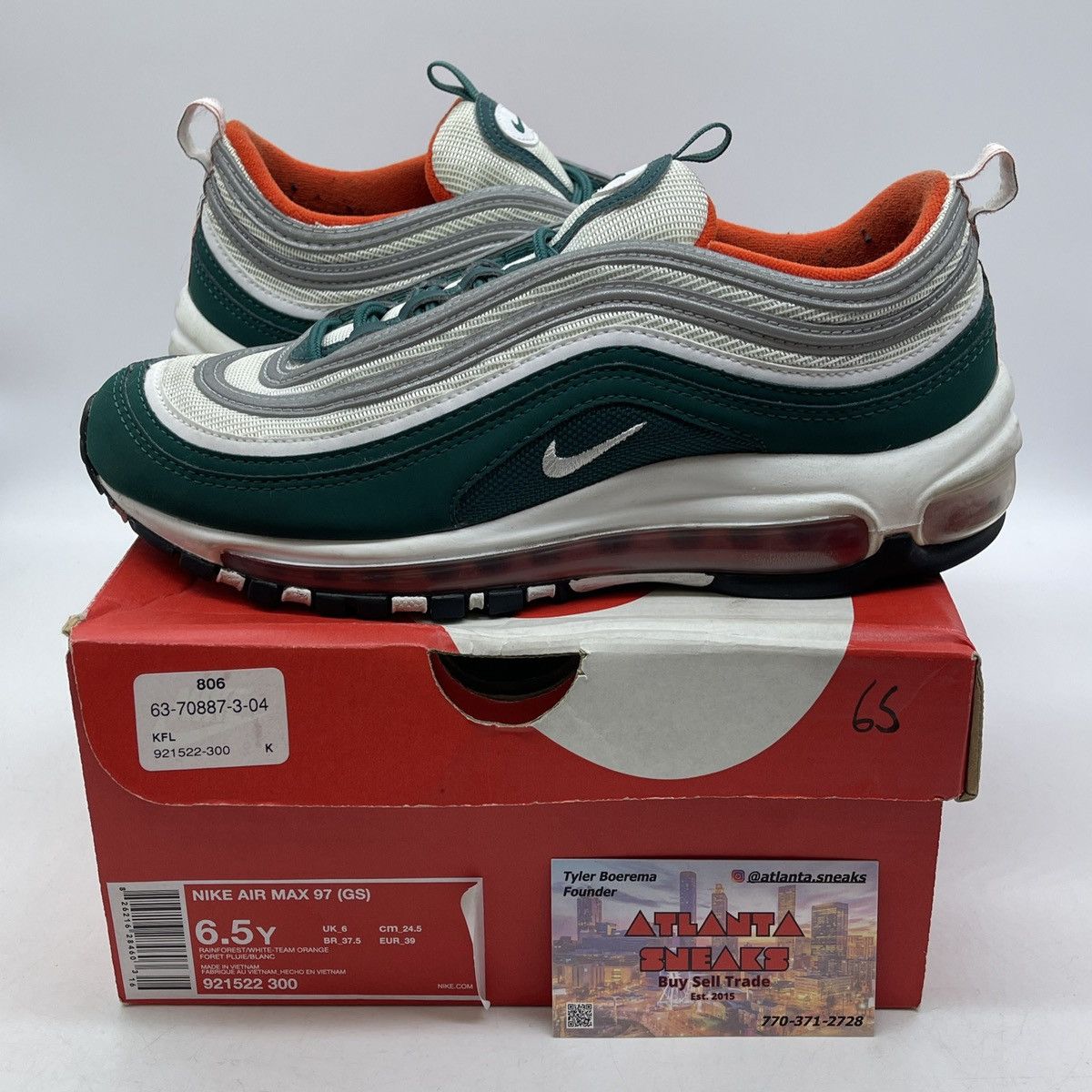 Nike Air max 97 Miami dophins Size US 6.5 / EU 39-40 - 1 Thumbnail