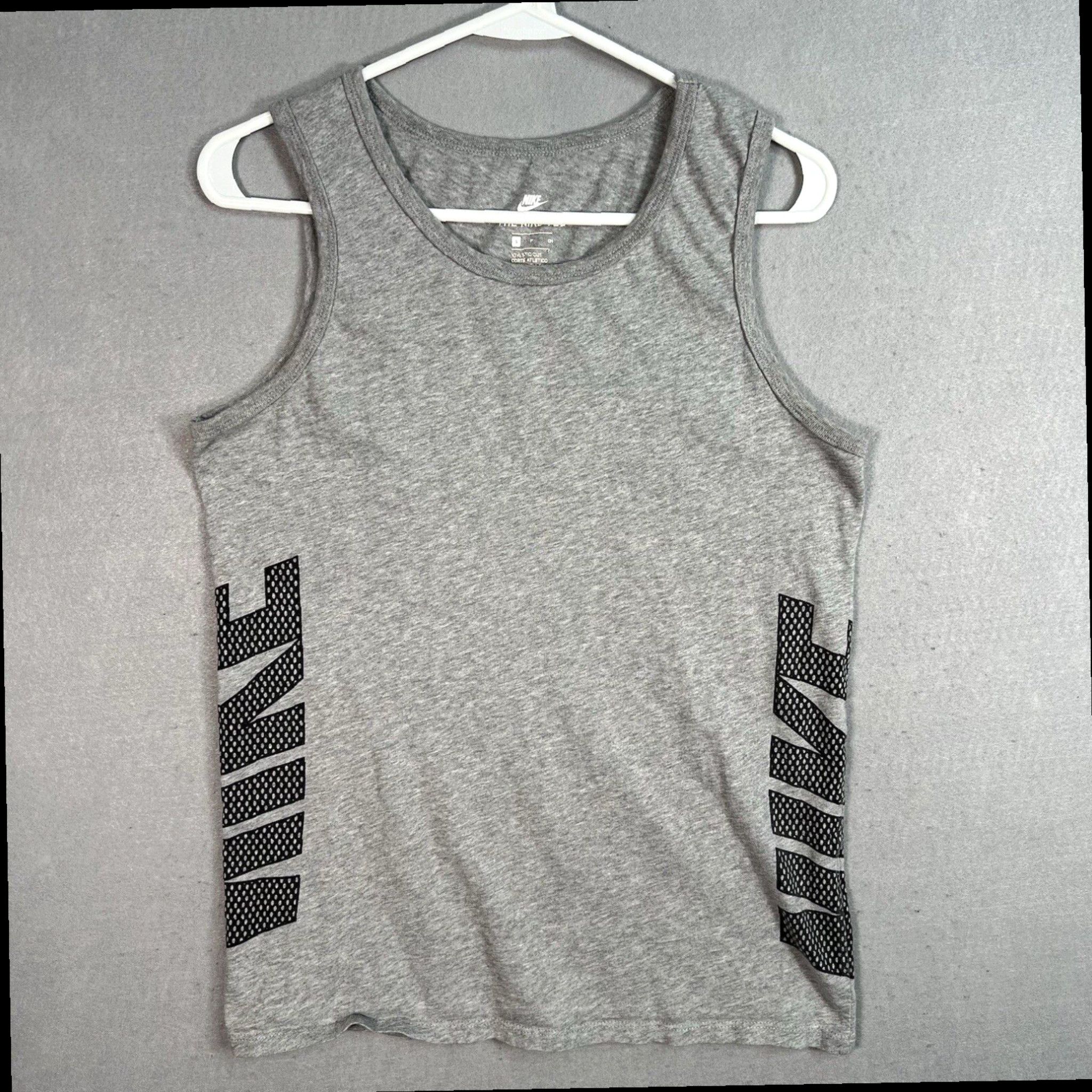 Nike Gray Athletic Cut Mens Adult Small Tank Top T Shirt with Nike Spellout Logo Grailed