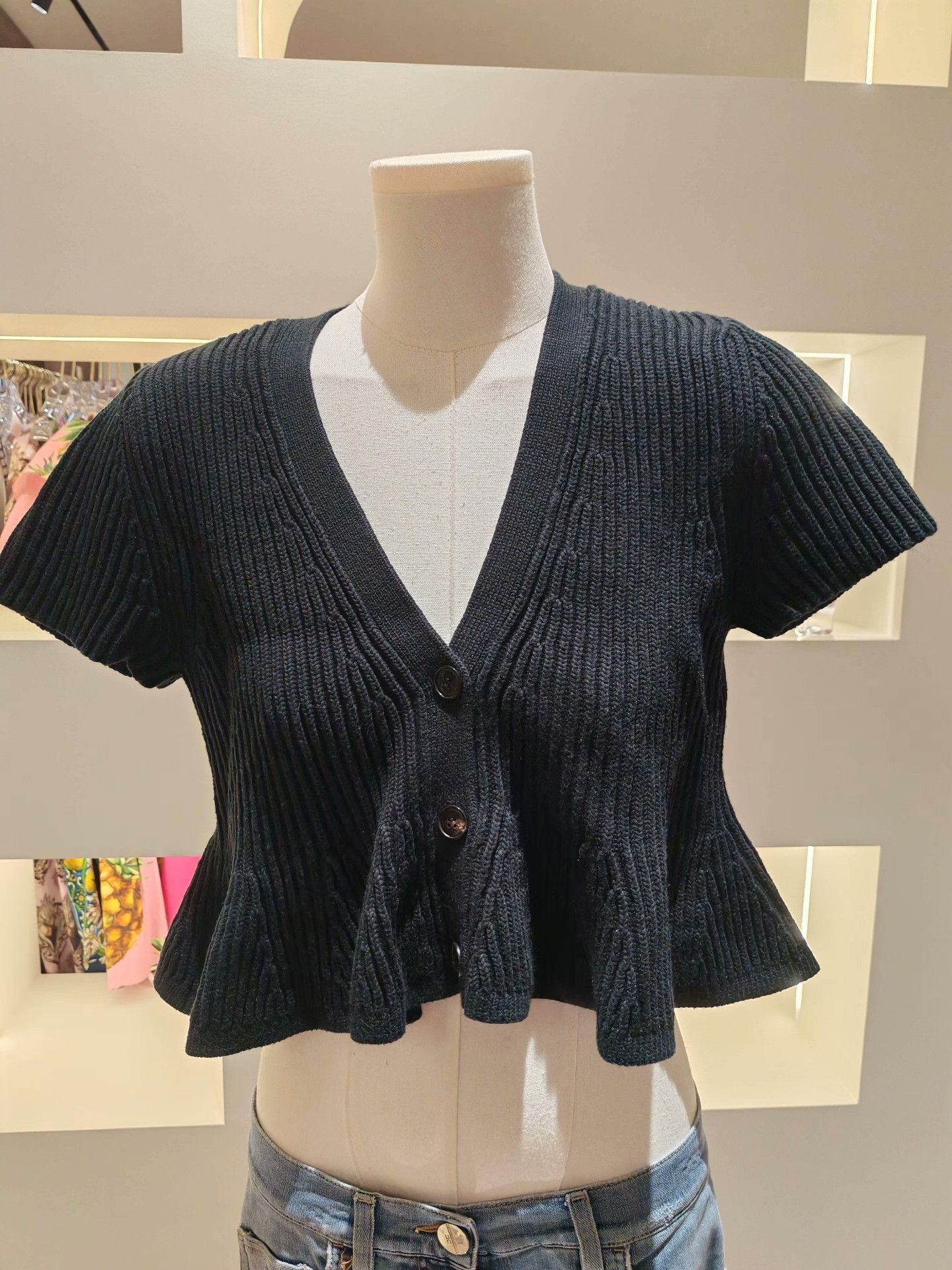 Alexander Wang Alexander Wang Black V-Neck Short-Sleeve Knit Cardigan Size S / US 4 / IT 40 - 1 Thumbnail