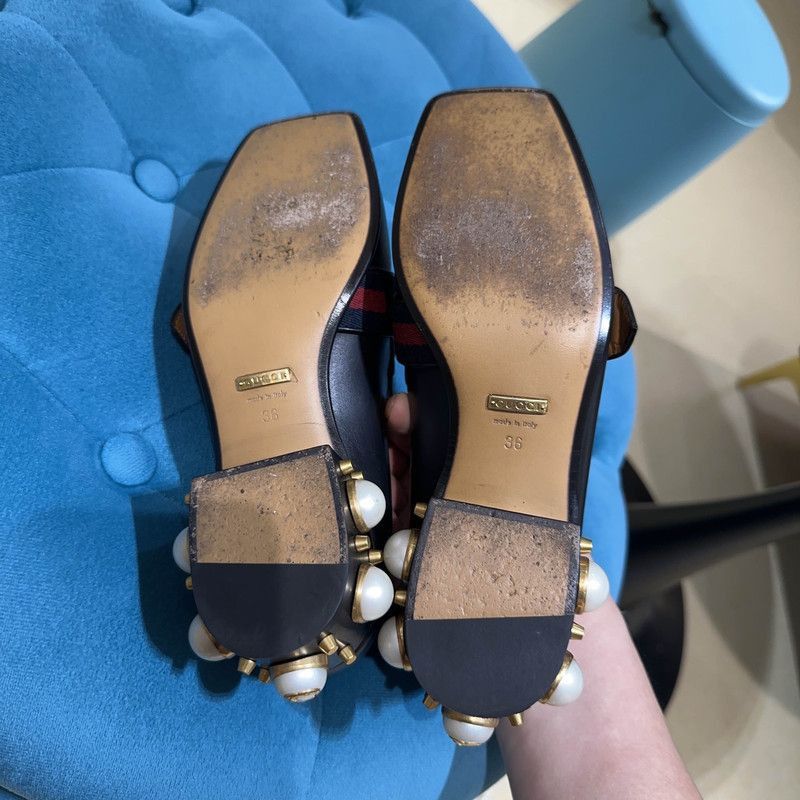 Gucci Gucci Black Double G Pearl Mary Jane Shoes Size US 5.5 / EU 38 - 4 Thumbnail