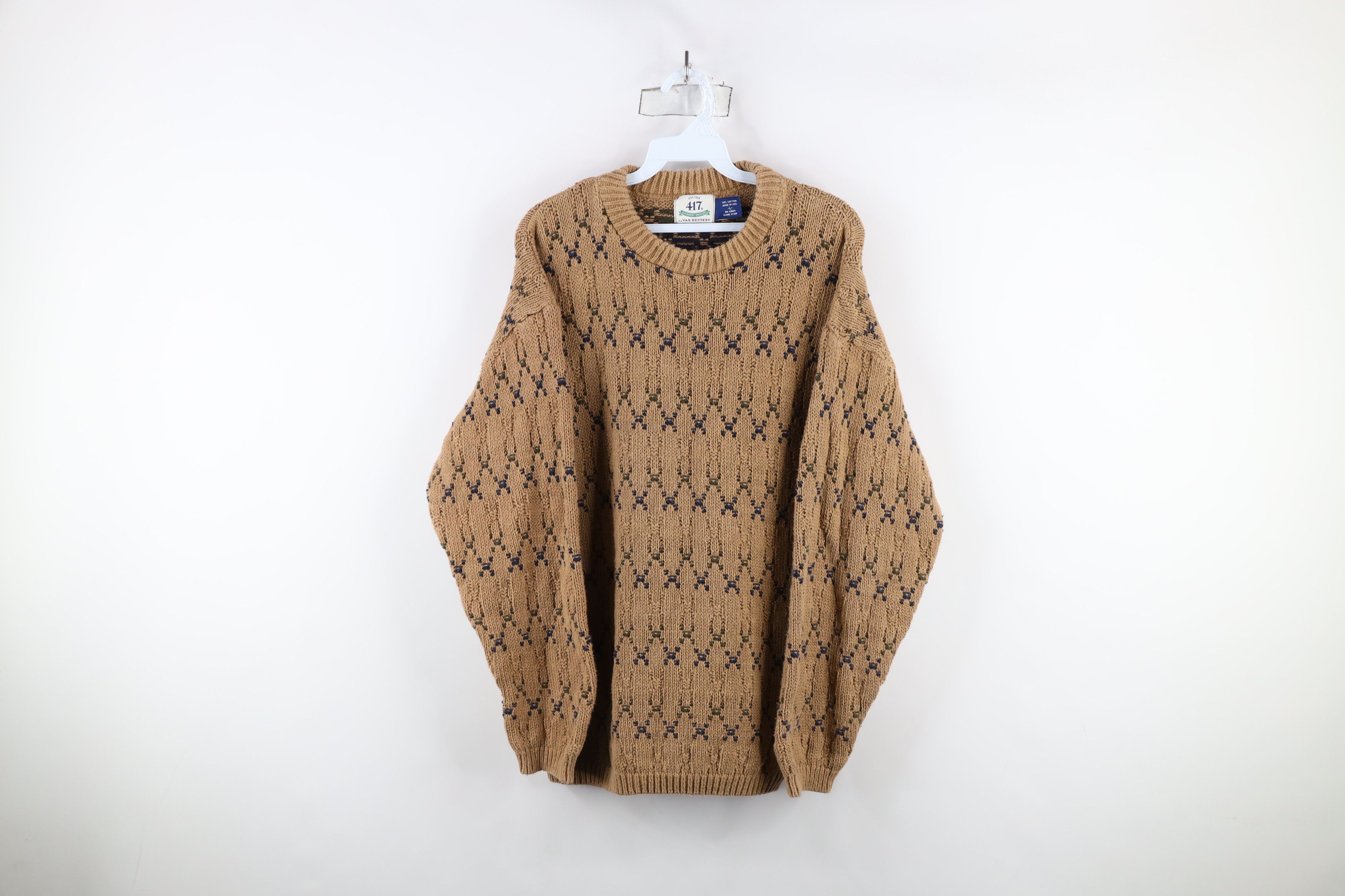 Vintage Vintage 90s Streetwear Textured Cotton Knit Sweater USA Size US L / EU 52-54 / 3 - 1 Thumbnail