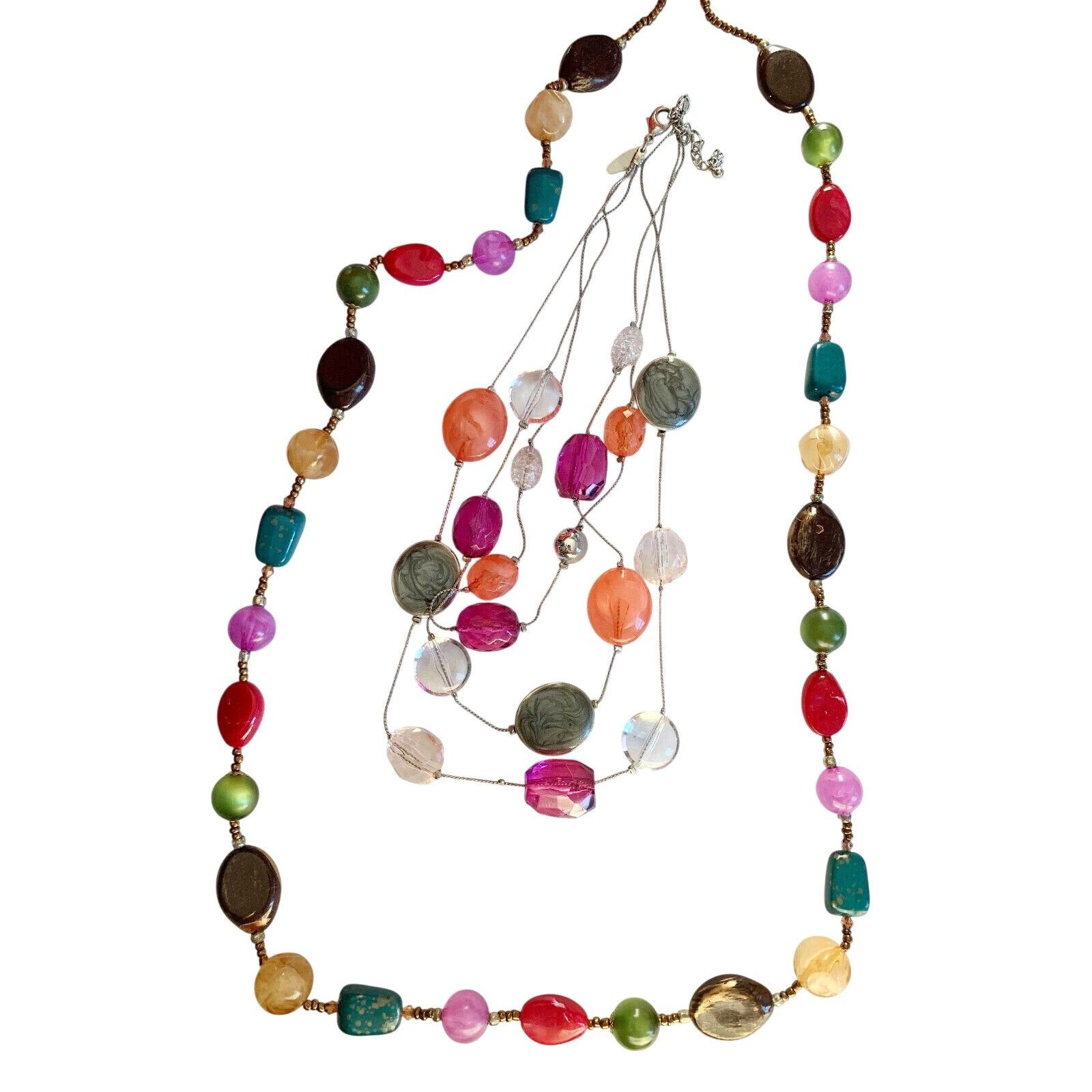 Other Pair of Pink & Coral Colorful Bead Necklaces (17" & 36") for Size ONE SIZE - 1 Thumbnail