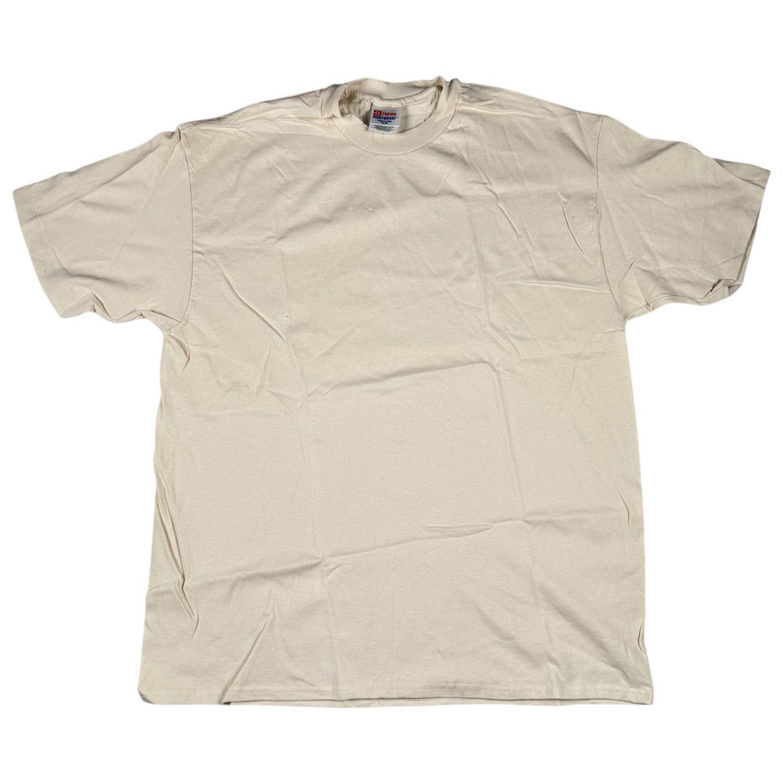 Hanes × Vintage Vintage 90s Hanes Blank Cream T-shirt Size US XL / EU 56 / 4 - 2 Thumbnail