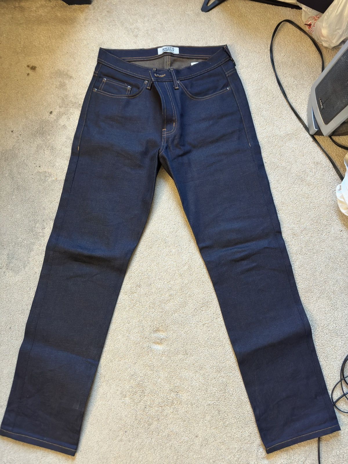 image of Naked Famous Naked & Famous Double Dirty Fade Raw Denim Pants in Indigo, Men's (Size 33)