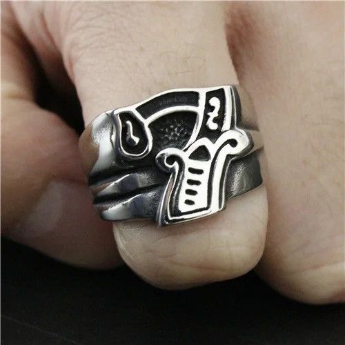 Jewelry × Vintage Style Luckly No.7 Ring Biker Ring 316L Stainless Steel Size ONE SIZE - 3 Thumbnail