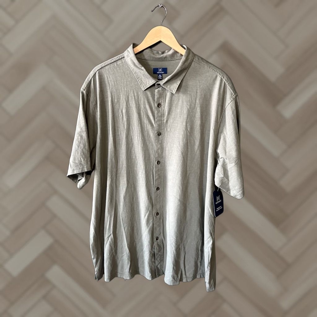 George George Mens Green Short Sleeve Button-Up Linen Single Pocket Size 3XL NWT Shirt Men Green Linen Button-Up Pocket 3XL NWT Size US 39 - 1 Thumbnail