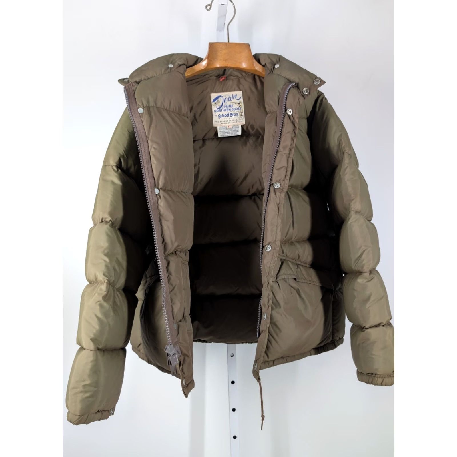 Schott VINTAGE Schott NYC Prime Goose Down Jacket Hooded Puffer Coat Olive Olive? No. Size US XL / EU 56 / 4 - 4 Thumbnail