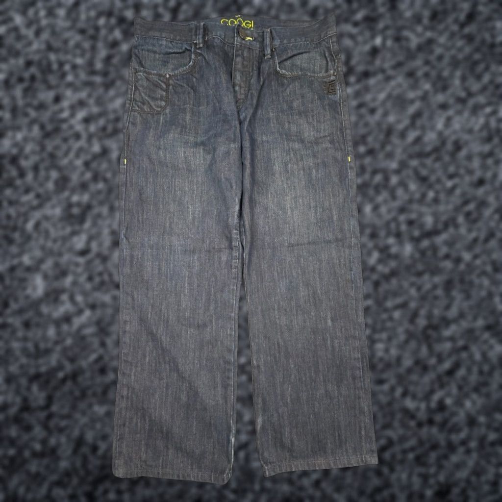 Coogi VINTAGE COOGI Jeans Baggy Wide Leg Men's 36 x 34 Dark Wash Y2K Hip Hop Leather Cotton Denim Logo Embroidered Pockets Mens Size US 36 / EU 52 - 1 Thumbnail