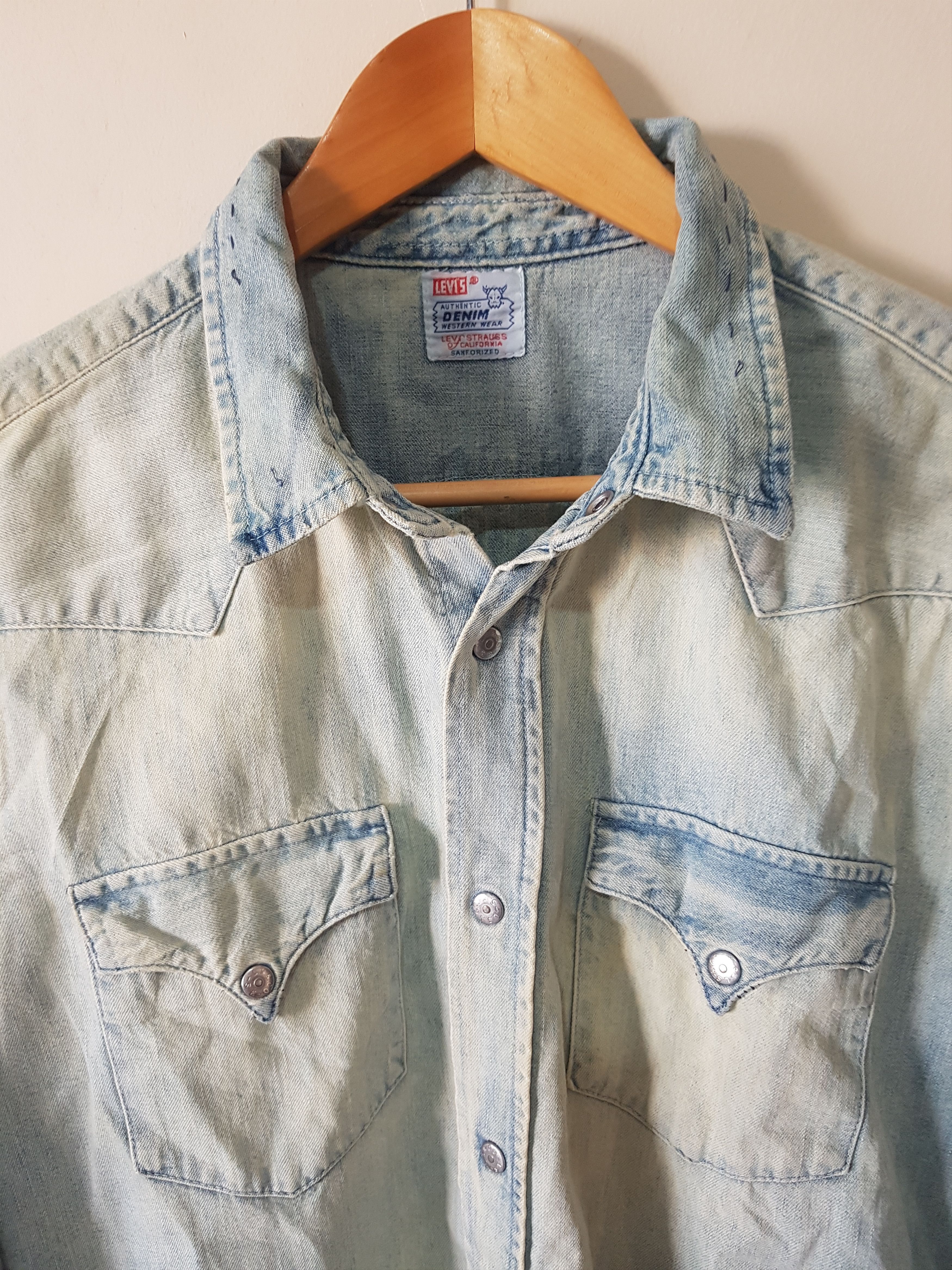 Levi's Vintage Clothing LVC 50's Shorthorn Western Denim Shirt Size US M / EU 48-50 / 2 - 6 Thumbnail