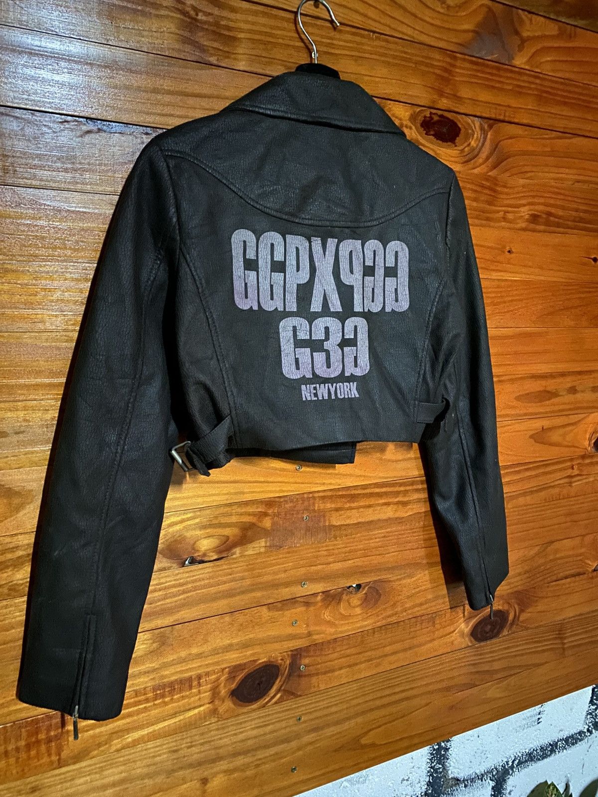 Vintage GGPX Inspired Cropped Faux Leather Biker Jacket | Women’s Size S / US 4 / IT 40 - 12 Thumbnail
