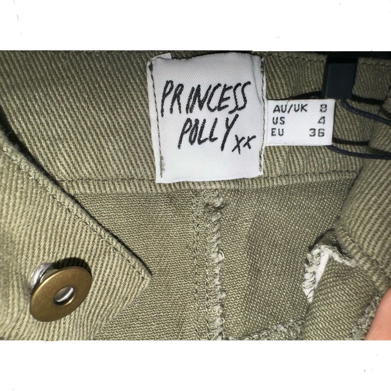 Japanese Brand × Vintage Princess Polly XX Size 4 Womens Olive Green Cargo Mini Skirt Size 27" / US 4 / IT 40 - 4 Thumbnail