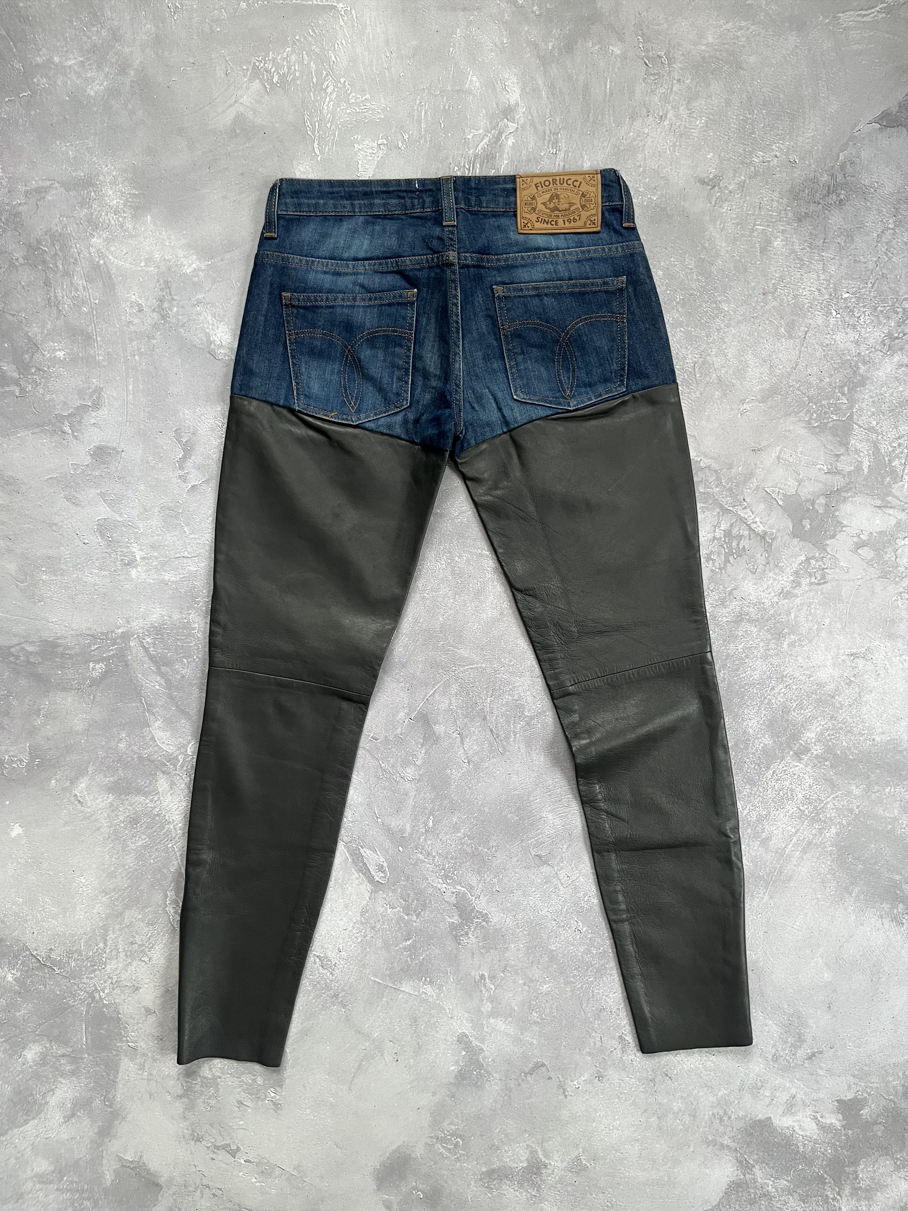 Fiorucci Fiorucci Leather Panel Jeans W27 Y2K Denim Moto Pants Size 27" / US 4 / IT 40 - 1 Thumbnail