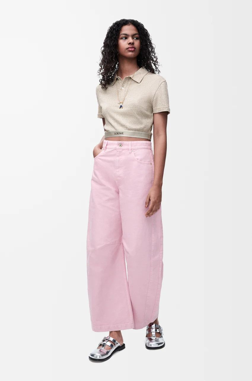 Loewe o1loc1c0525 Cropped Polo In Cotton And Wool in Beige Size M / US 6-8 / IT 42-44 - 2 Thumbnail