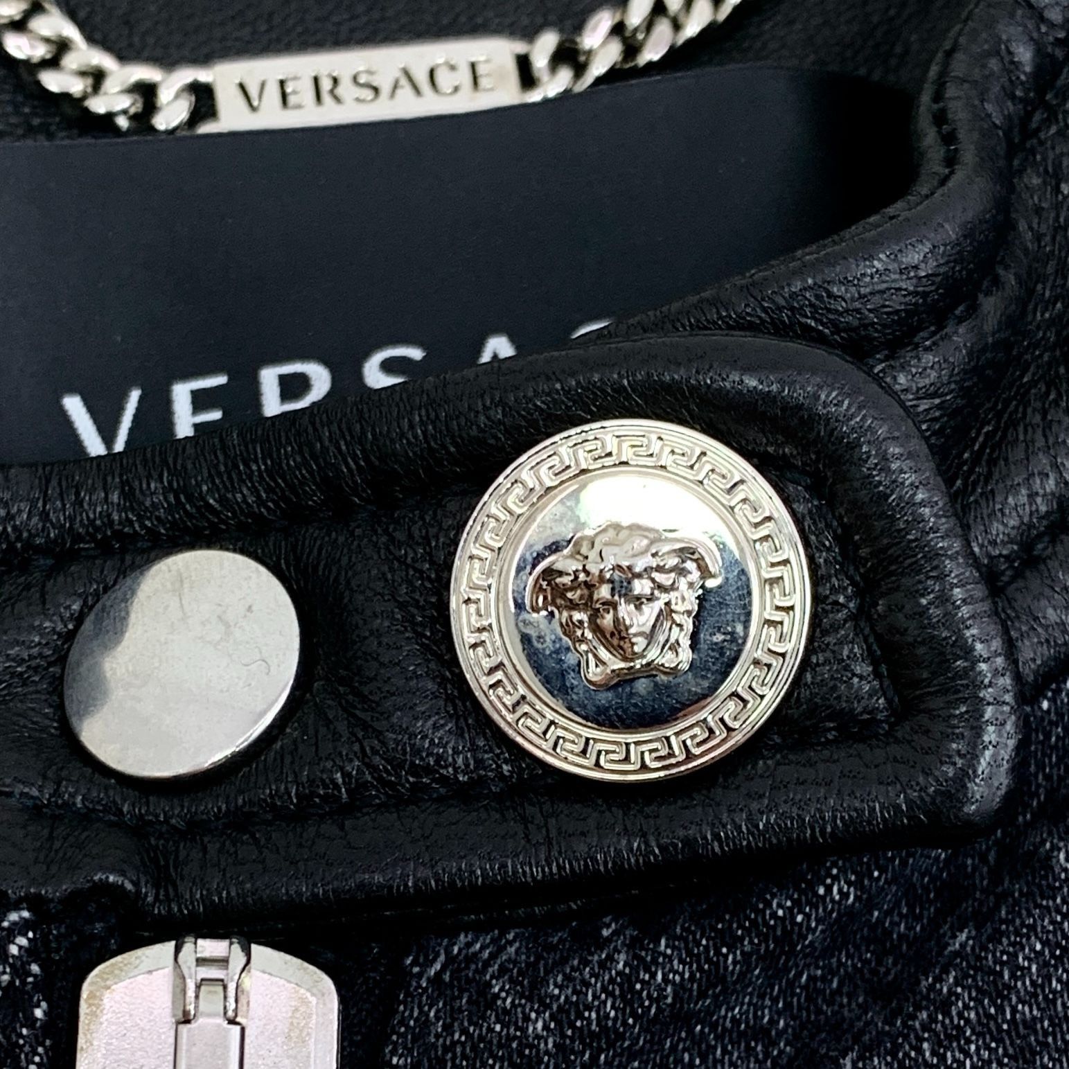 Versace Versace Womens Black Patchwork Sheepskin Leather Jacket With Size S / US 4 / IT 40 - 5 Thumbnail