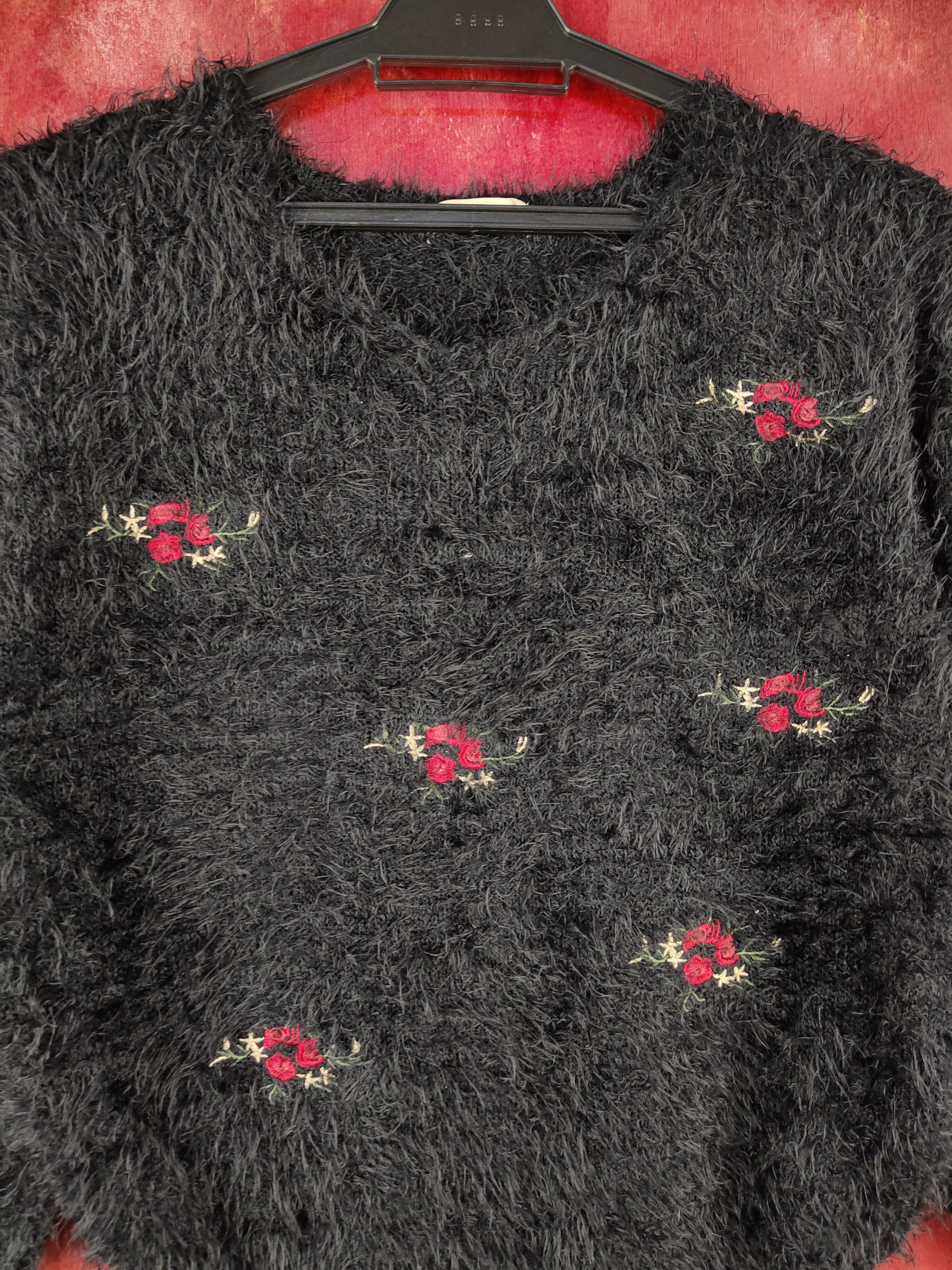 Aran Isles Knitwear × Japanese Brand × Vintage Earth Music & Ecology Black Fur Mohair Knitwear #S2089 Size S / US 4 / IT 40 - 3 Thumbnail