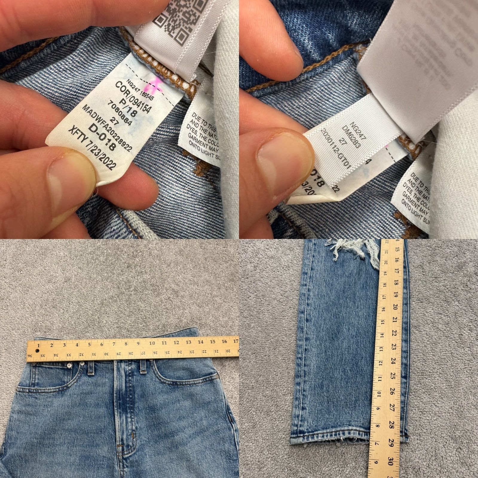 Madewell Madewell Jeans The Perfect Vintage Straight Denim Womens 27 High Rise Distressed Blue 5-Pocket Regular Fit City Grunge Classic Mens Womens Girls Size 27" / US 4 / IT 40 - 9 Thumbnail