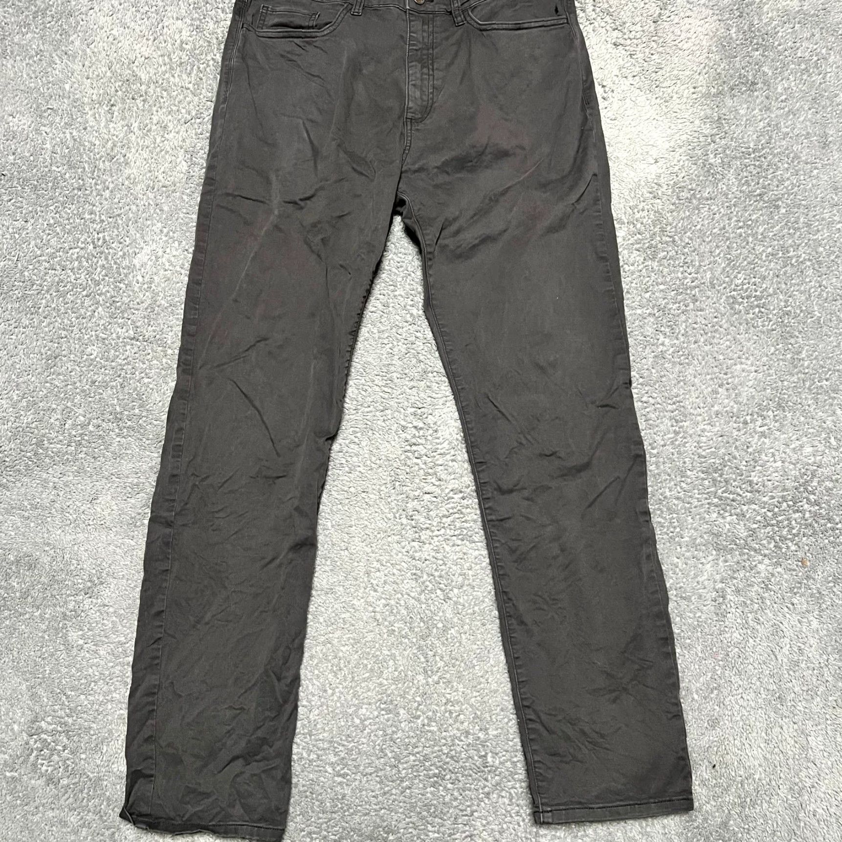 Vintage Flint & Tinder Pants Mens 33x30 Slim Fit Gray Khaki Stretch Cotton Jeans Size US 33 - 2 Thumbnail